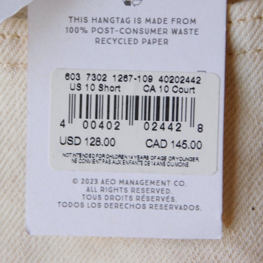 American Eagle AE77 Stovepipe Jeans | Natural | Selvedge | NWT | 10 Short - Picture 6 of 9